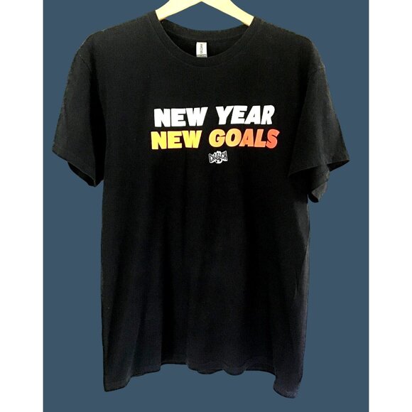 GILDAN- MENS BLACK GRAPHIC SHORT SLEEVE 100% HEAVY COTTON T-SHIRT SIZE LARGE - Picture 1 of 6